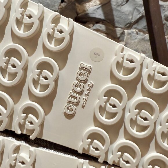Gucci Grey GG Logo Rubber Cubic Platform Slide Sandals - Picture 11 of 12